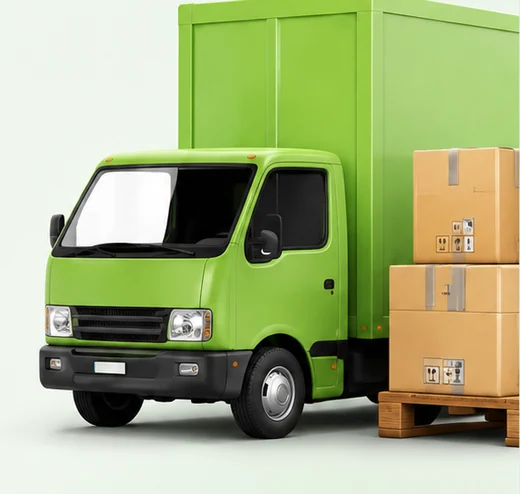 Distribution truck and packaged goods